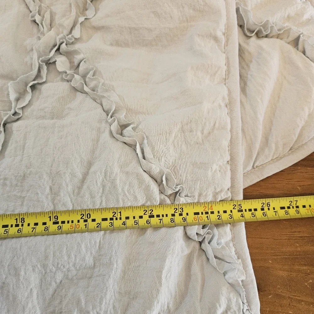 Pottery Barn Teen Pale Gray Quilted Standard Sham Ruffles Set of 2